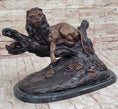 Load image into Gallery viewer, Lion Resting on a Branch - Bronze Sculpture Statue Wildlife Decor by J. Moigniez
