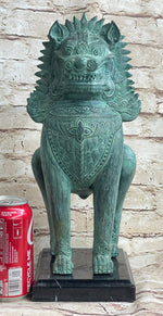 Chinese Foo Dog Guardian Lion Bronze Sculpture Statue Signed Handmade Art 13