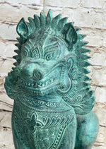 Chinese Foo Dog Guardian Lion Bronze Sculpture Statue Signed Handmade Art 13
