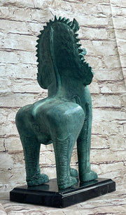 Chinese Foo Dog Guardian Lion Bronze Sculpture Statue Signed Handmade Art 13