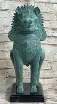 Load image into Gallery viewer, Chinese Foo Dog Guardian Lion Bronze Sculpture Statue Signed Handmade Art 13" x 6"

