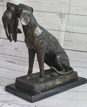 Hunting Dog Retriever w/ Rabbit in Mouth Bronze Statue Sculpture Figure 16