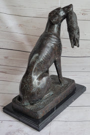 Hunting Dog Retriever w/ Rabbit in Mouth Bronze Statue Sculpture Figure 16