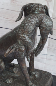 Hunting Dog Retriever w/ Rabbit in Mouth Bronze Statue Sculpture Figure 16
