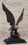 Load image into Gallery viewer, American Bald Eagle Perched on Rock - Bronze Metal Sculpture by J. Moigniez

