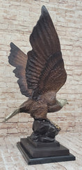 Load image into Gallery viewer, American Bald Eagle Perched on Rock - Bronze Metal Sculpture by J. Moigniez
