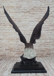 American Bald Eagle Perched on Rock - Bronze Metal Sculpture by J. Moigniez