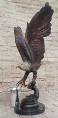 Load image into Gallery viewer, Signed Moigniez Eagle Catch Fish Bronze Sculpture Multi Color Patina Figurine 24" x 13"
