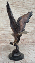Load image into Gallery viewer, Signed Moigniez Eagle Catch Fish Bronze Sculpture Multi Color Patina Figurine 24" x 13"

