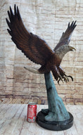 Load image into Gallery viewer, Swooping American Bald Eagle Real Bronze Sculpture Indoor Outdoor Statue 30" x 21"
