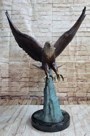 Swooping American Bald Eagle Real Bronze Sculpture Indoor Outdoor Statue 30