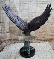 Swooping American Bald Eagle Real Bronze Sculpture Indoor Outdoor Statue 30
