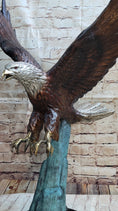 Load image into Gallery viewer, Swooping American Bald Eagle Real Bronze Sculpture Indoor Outdoor Statue 30" x 21"
