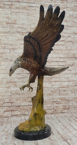 Multi Color Patina American Bald Eagle Bronze Sculpture Marble Base 32