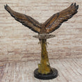 Load image into Gallery viewer, Multi Color Patina American Bald Eagle Bronze Sculpture Marble Base 32" x 26"
