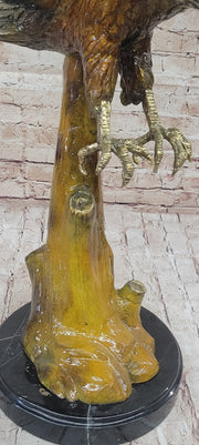 Multi Color Patina American Bald Eagle Bronze Sculpture Marble Base 32