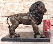 J. Moigniez Bronze Guardian Lion Statue Sculpture Figure on Marble Base 11