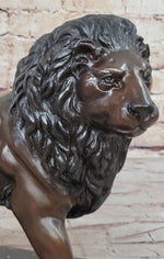 J. Moigniez Bronze Guardian Lion Statue Sculpture Figure on Marble Base 11