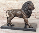 J. Moigniez Bronze Guardian Lion Statue Sculpture Figure on Marble Base 11