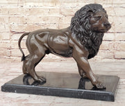 J. Moigniez Bronze Guardian Lion Statue Sculpture Figure on Marble Base 11