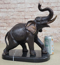 Load image into Gallery viewer, Handmade Bronze Elephant Sculpture Statue Collectible Marble Base Signed Moigniez 13" x 16"
