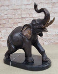 Load image into Gallery viewer, Handmade Bronze Elephant Sculpture Statue Collectible Marble Base Signed Moigniez 13" x 16"
