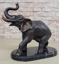 Load image into Gallery viewer, Handmade Bronze Elephant Sculpture Statue Collectible Marble Base Signed Moigniez 13" x 16"
