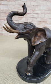Handmade Bronze Elephant Sculpture Statue Collectible Marble Base Signed Moigniez 13