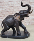 Load image into Gallery viewer, Handmade Bronze Elephant Sculpture Statue Collectible Marble Base Signed Moigniez 13" x 16"

