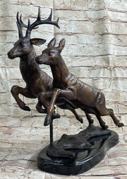 Elk Deer Caribou Buck Stag Wildlife Art Hunting Lodge Camp Bronze Marble Statue