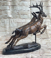 Elk Deer Caribou Buck Stag Wildlife Art Hunting Lodge Camp Bronze Marble Statue