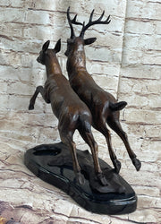 Elk Deer Caribou Buck Stag Wildlife Art Hunting Lodge Camp Bronze Marble Statue