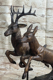 Elk Deer Caribou Buck Stag Wildlife Art Hunting Lodge Camp Bronze Marble Statue