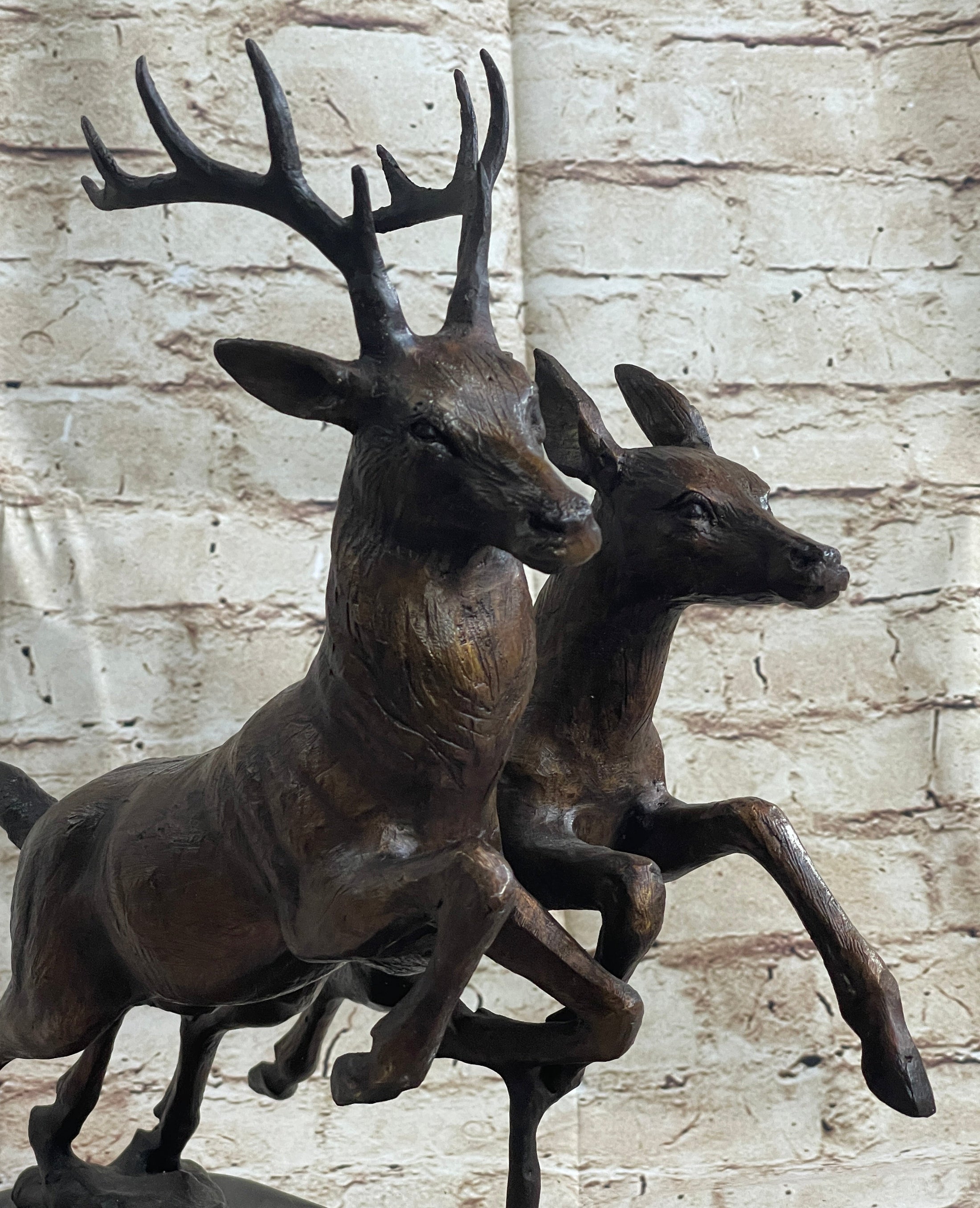 Elk Deer Caribou Buck Stag Wildlife Art Hunting Lodge Camp Bronze Marble Statue