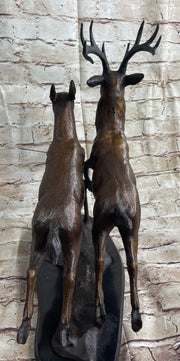 Elk Deer Caribou Buck Stag Wildlife Art Hunting Lodge Camp Bronze Marble Statue