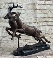Elk Deer Caribou Buck Stag Wildlife Art Hunting Lodge Camp Bronze Marble Statue