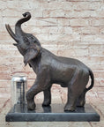 Load image into Gallery viewer, Trumpeting Happy Elephant Bronze Statue Sculpture Marble Base 16" x 10"
