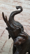Load image into Gallery viewer, Trumpeting Happy Elephant Bronze Statue Sculpture Marble Base 16" x 10"
