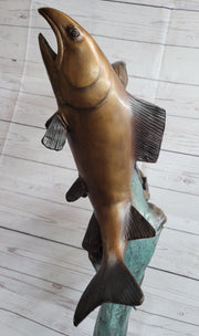 4 Fish Jumping Out of Water Bronze Metal Statue Sculpture Marine Decor 25