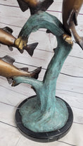 Load image into Gallery viewer, 4 Fish Jumping Out of Water Bronze Metal Statue Sculpture Marine Decor 25" x 18"
