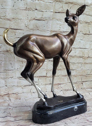 Deer Doe Bronze Sculpture Statue Limited Edition Numbered Signed Art Decor