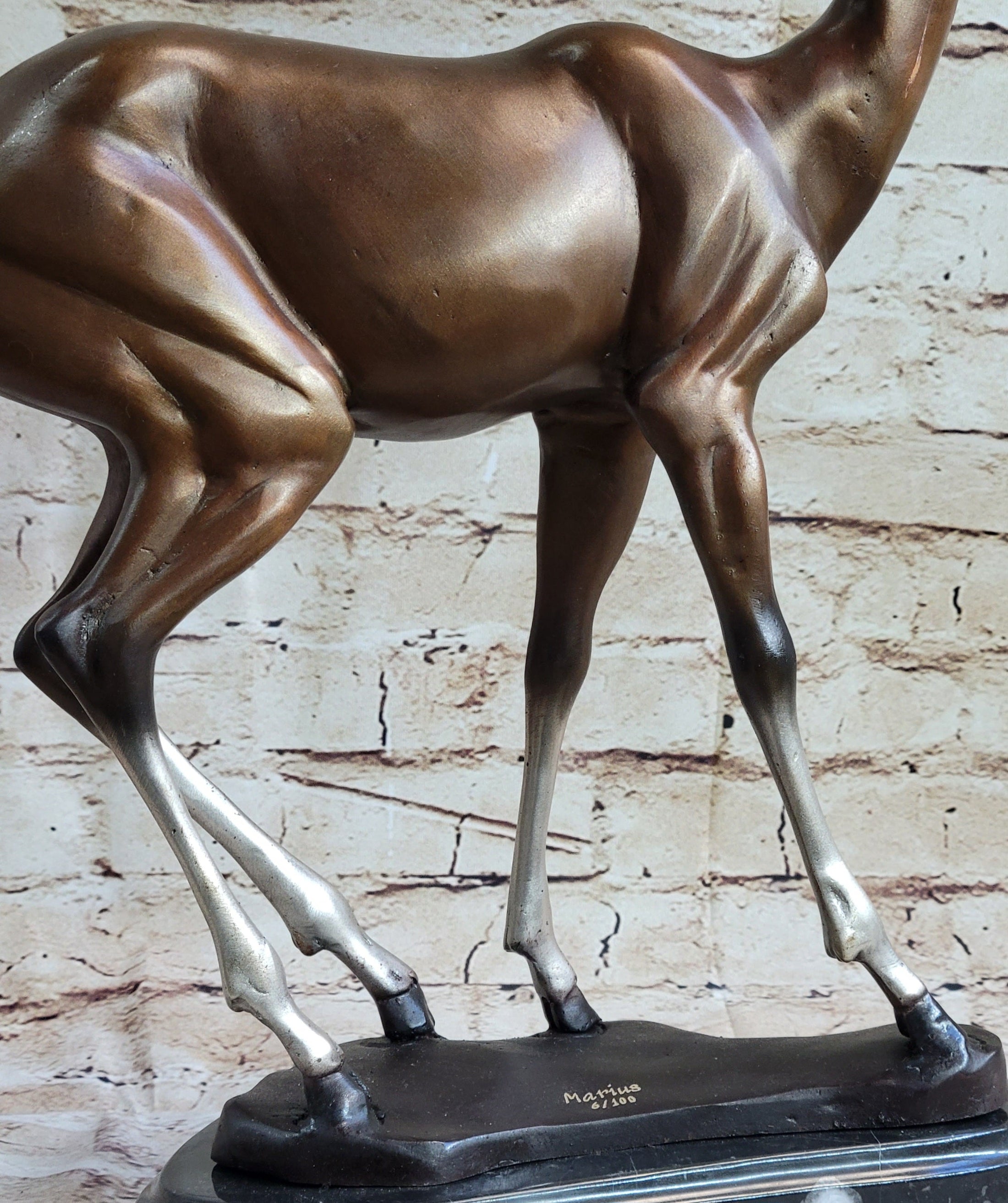 Deer Doe Bronze Sculpture Statue Limited Edition Numbered Signed Art Decor