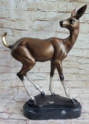 Deer Doe Bronze Sculpture Statue Limited Edition Numbered Signed Art Decor