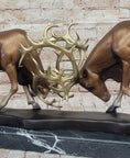 Load image into Gallery viewer, Limited Edition Signed and Numbered Two Stags Deer Fighting Bronze Sculpture
