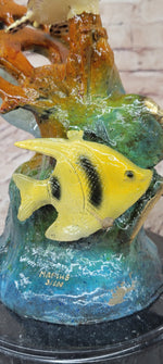 Dolphin Sea Turtle and Fish Colorful Bronze Metal Sculpture Statue Marine Decor Signed Numbered