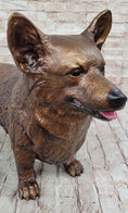 Load image into Gallery viewer, Bronze Metal Corgi Dog Sculpture Statue Figurine Collectible Decor Signed Art
