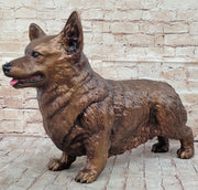 Bronze Metal Corgi Dog Sculpture Statue Figurine Collectible Decor Signed Art