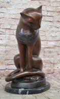 Load image into Gallery viewer, Bastet Cat Feline Egyptian Goddess Bronze Metal Statue Sculpture 19" x 13"
