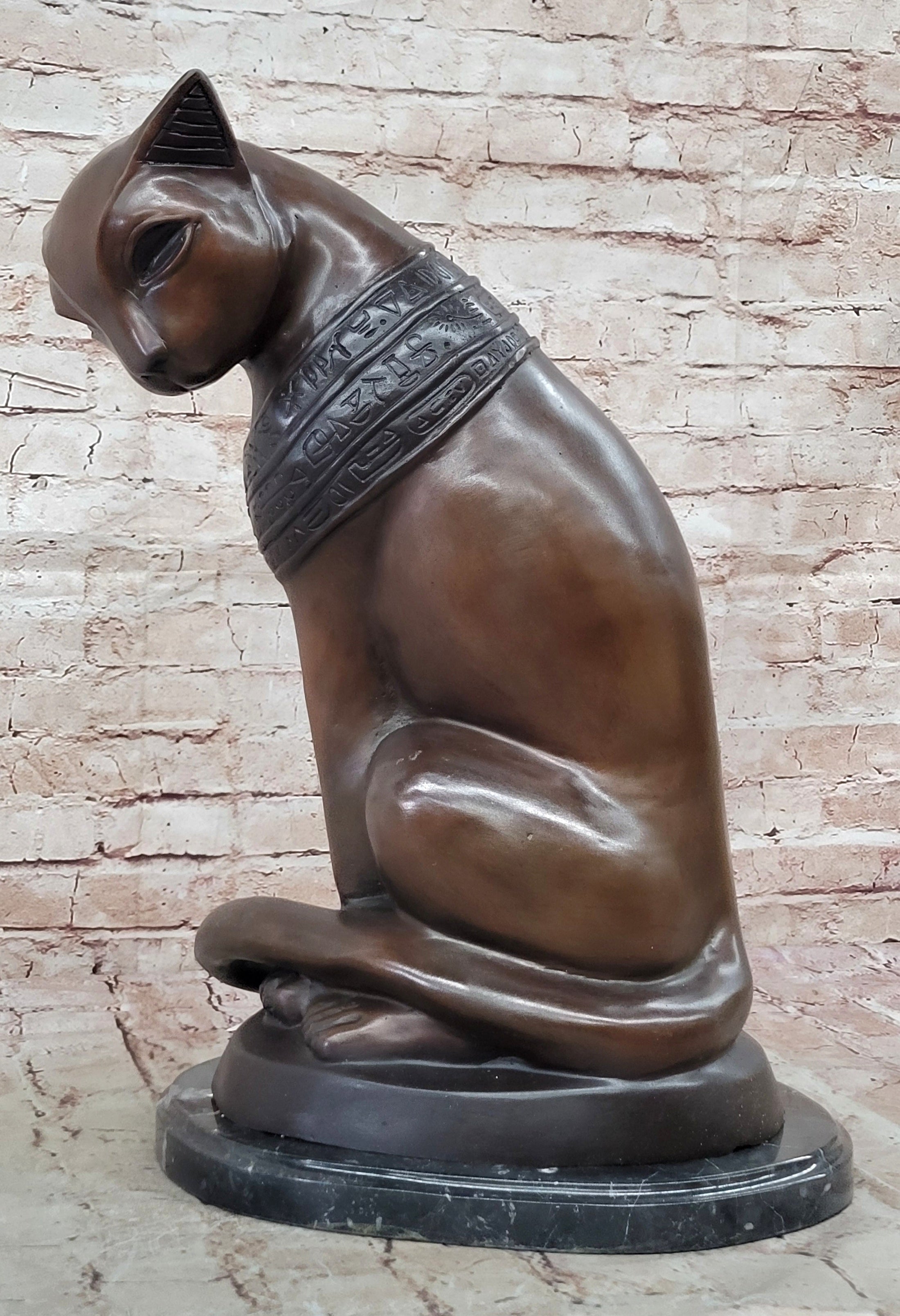 Bastet Cat Feline Egyptian Goddess Bronze Metal Statue Sculpture 19" x 13"
