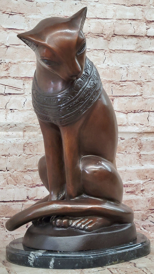 Bastet Cat Feline Egyptian Goddess Bronze Metal Statue Sculpture 19" x 13"
